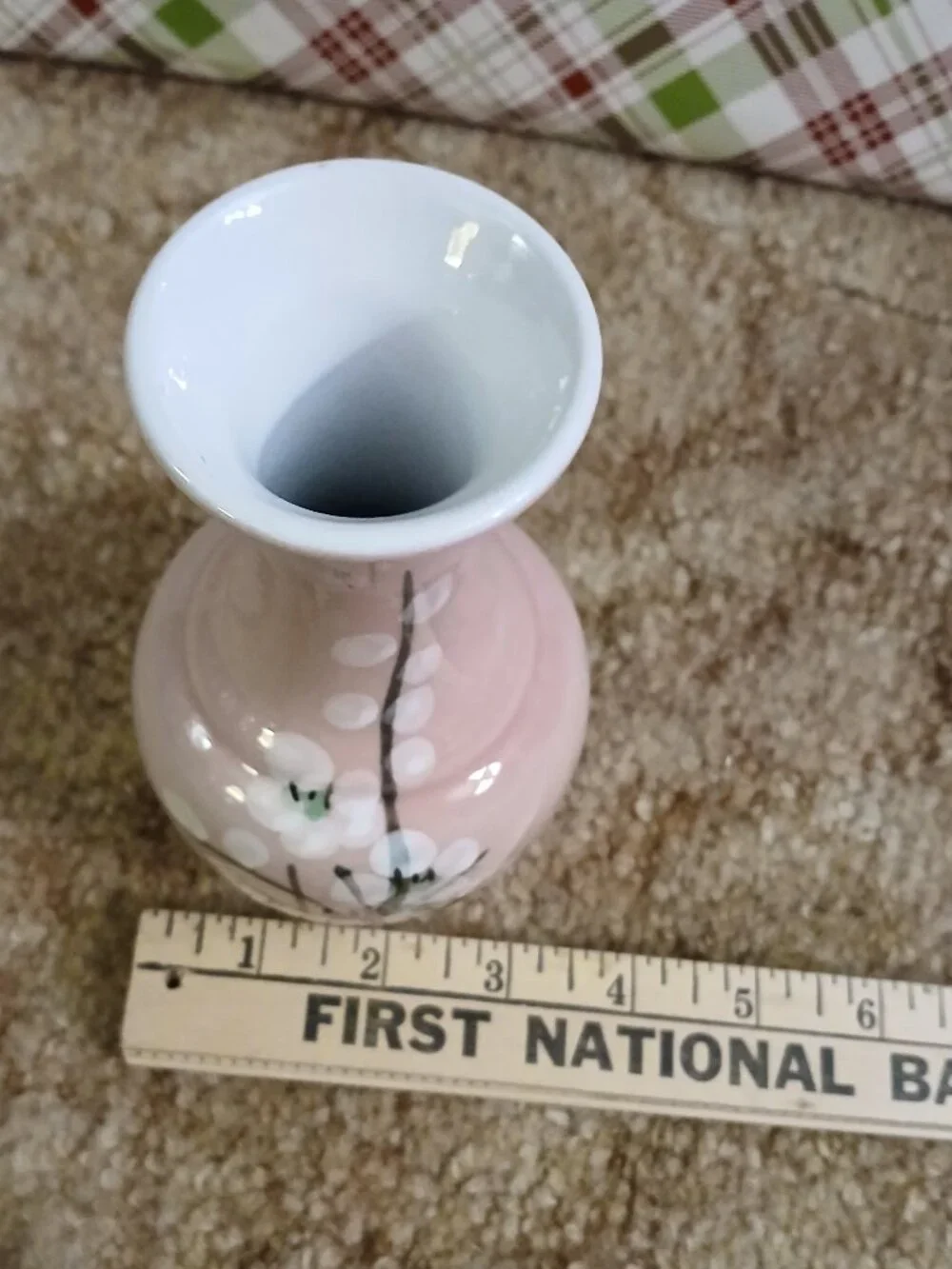 Vintage Made in Taiwan Hand Painted Pink Dogwood Floral Vase